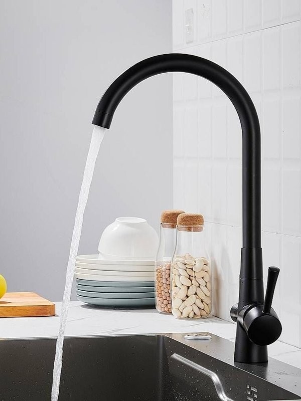 Смеситель для кухни с подключением фильтра Shevanik S428H, черный