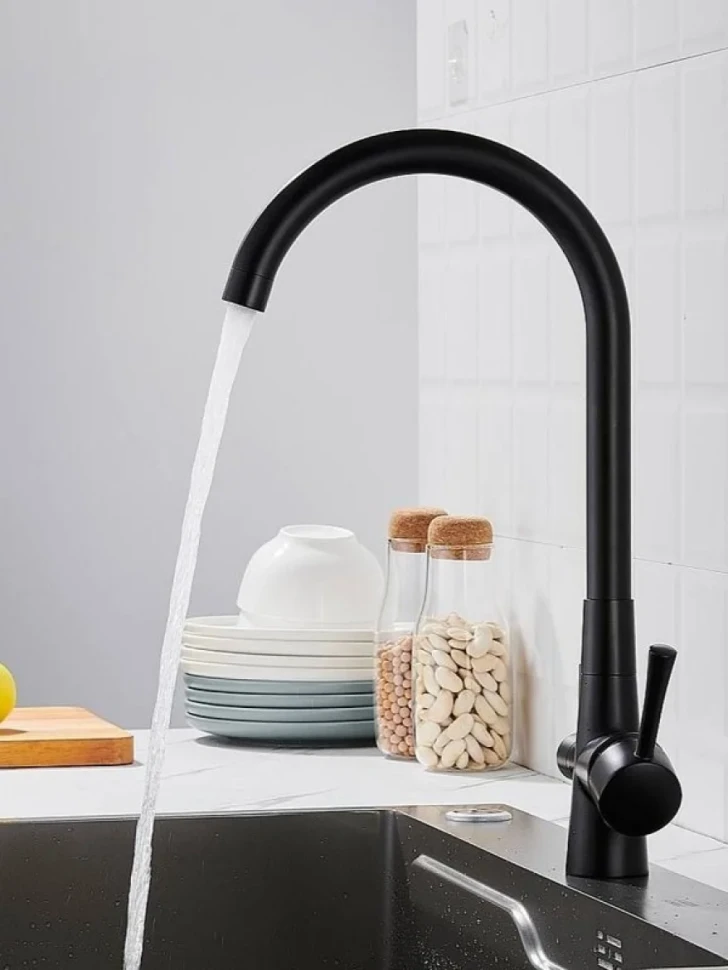 Смеситель для кухни с подключением фильтра Shevanik S428H, черный
