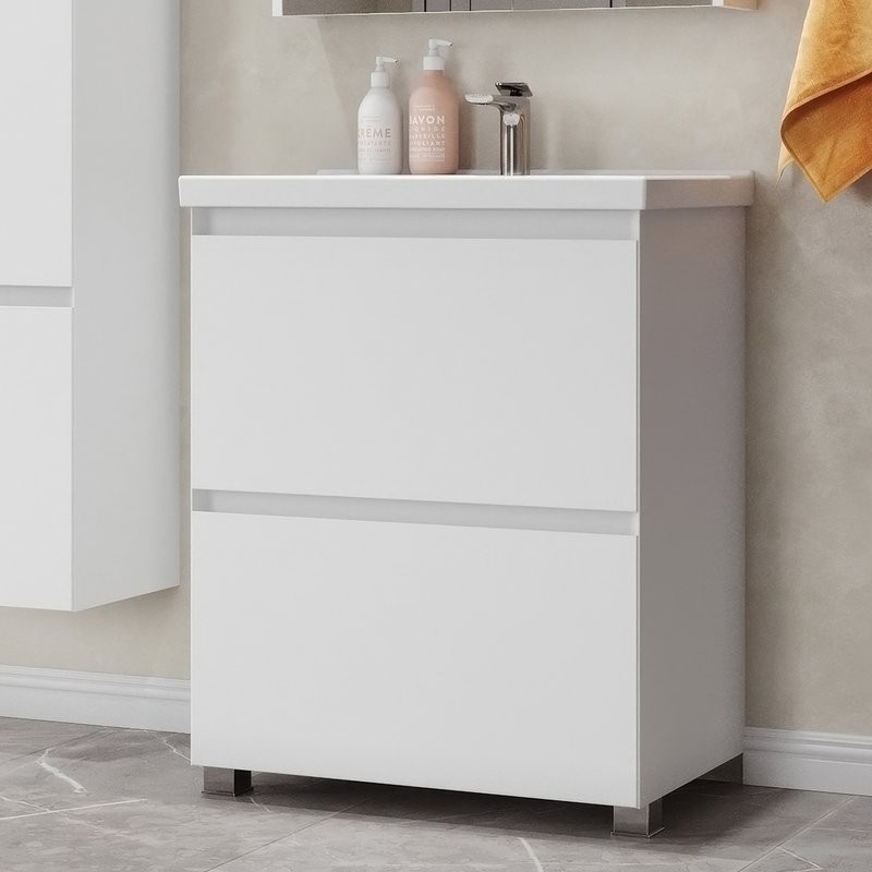 Тумба с раковиной Belux Киото Н 60 напольная, 2 ящика, белая