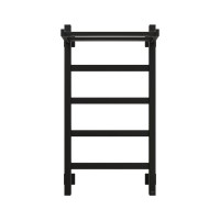 Полотенцесушитель электрический Grota Lore 430х800 RAL9005 EL 80x45 см, подключение справа, слева, скрытое подключение справа, матовый черный, лесенка, из стали, с полкой