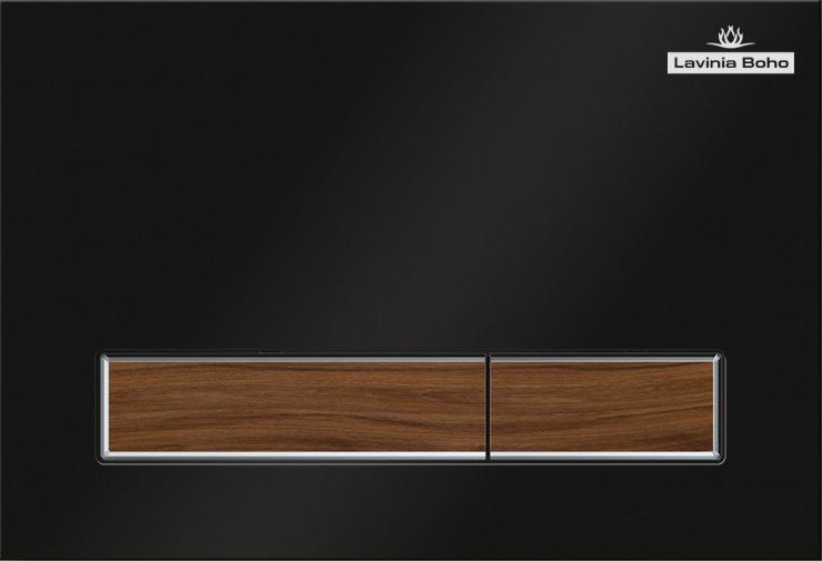 Комплект Lavinia Boho Унитаз подвесной Smart V-Clean 3359101R безободковый, с микролифтом + Инсталляция RelFix 38010010 + Кнопка RelFix 38050602 матовая черная, темное дерево + Дозатор RelFix 38040010