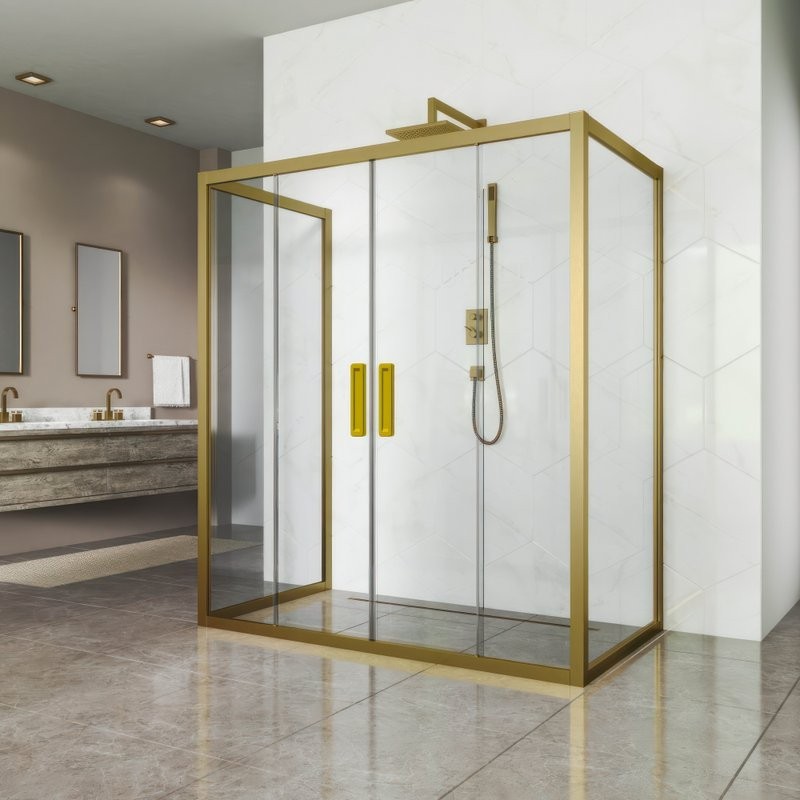 Душевой уголок Kubele DE019 R4U-CLN-BR 140х90 см, профиль бронза