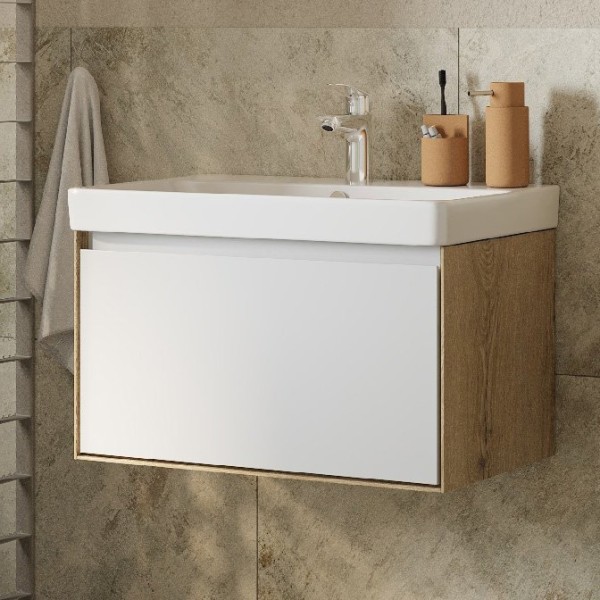 Тумба под раковину AQUATON Либерти 70 дуб эльвезия, белый глянец