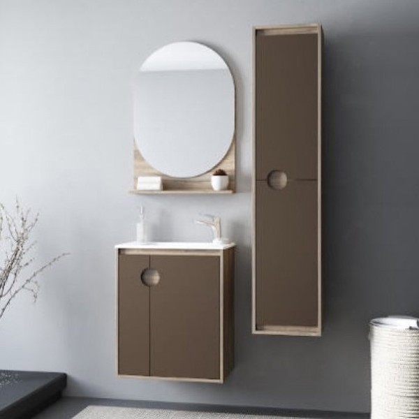 Шкаф-пенал для ванной AQUATON Анси 35 шоколад