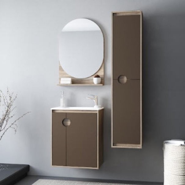 Шкаф-пенал для ванной AQUATON Анси 35 шоколад