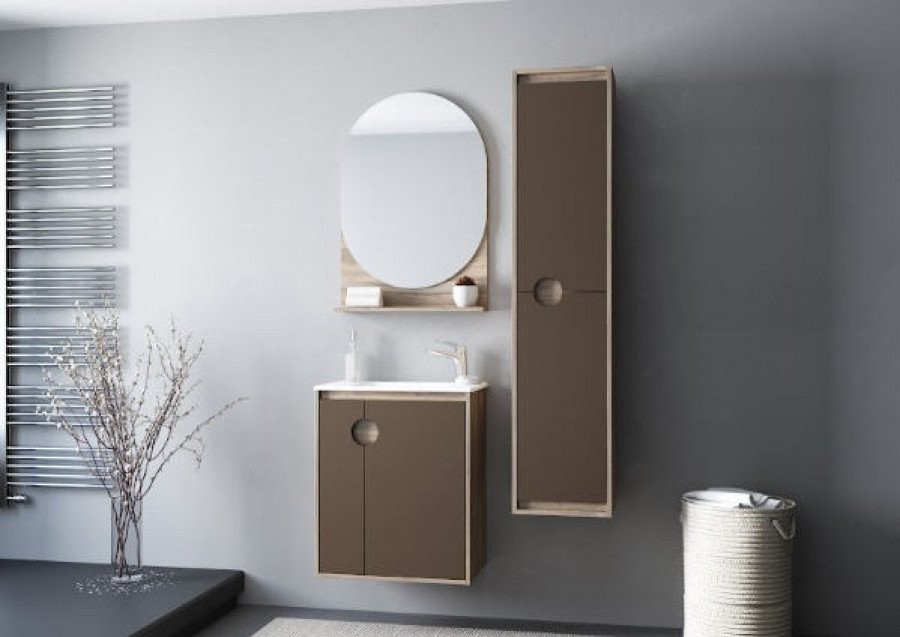 Шкаф-пенал для ванной AQUATON Анси 35 шоколад