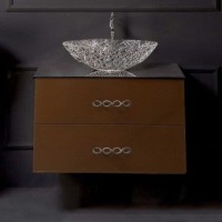 Тумба с раковиной Armadi Art NeoArt 80 шоколад, с ручками Wave хром