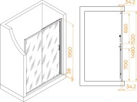 Душевая дверь в нишу RGW Passage PA-14 Gr 150 см, профиль серый, стекло прозрачное