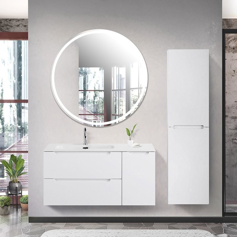Мебель для ванной комнаты BelBagno Etna 100 L 2 ящика, дверца, bianco lucido