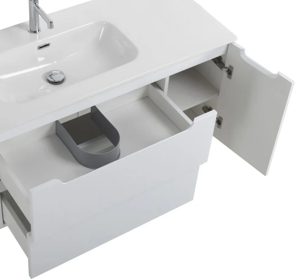 Мебель для ванной комнаты BelBagno Etna 100 L 2 ящика, дверца, bianco lucido