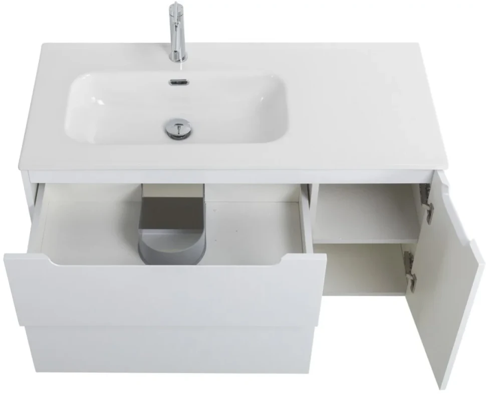 Мебель для ванной комнаты BelBagno Etna 100 L 2 ящика, дверца, bianco lucido