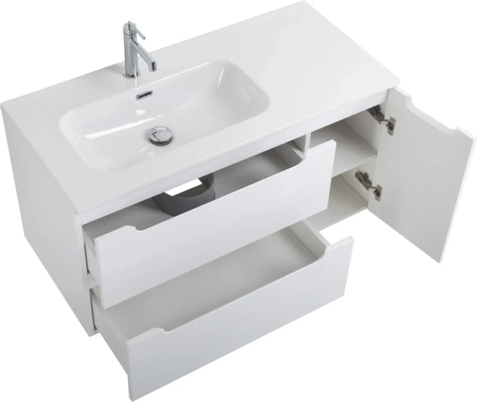 Мебель для ванной комнаты BelBagno Etna 100 L 2 ящика, дверца, bianco lucido