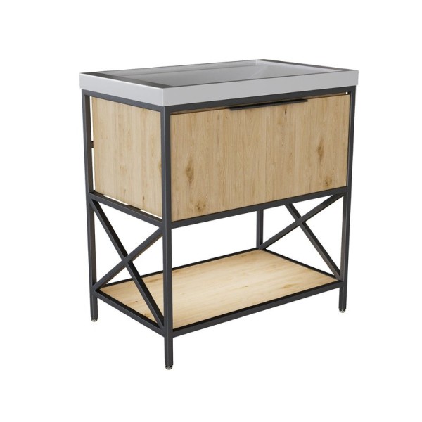 Тумба под раковину I Тумба под умывальник Фостер 80/ Fest 80 I  80х43,5х80 Mixline Бруклин Лофт, цвет: дуб бунратти