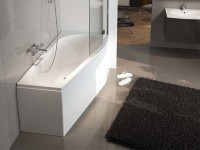 Акриловая ванна Riho Delta L 160x80 см, угловая, левая, пристенная, белая, пятиугольная, на ножках, со сливом-переливом