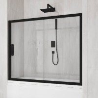 Шторка на ванну Kubele DE019 P2-CLN-BLMT 150х150 см, профиль матовый черный