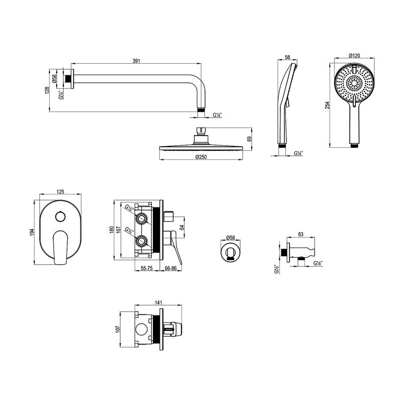 Душевой комплект Lemark Ortus LM11329C С ВНУТРЕННЕЙ ЧАСТЬЮ, хром