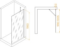 Душевая перегородка RGW Walk In WA-110Gb 100x195 см, профиль золото brush, стекло прозрачное