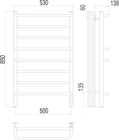 Полотенцесушитель электрический Terminus Евромикс П8 500x850 квадро, quick touch
