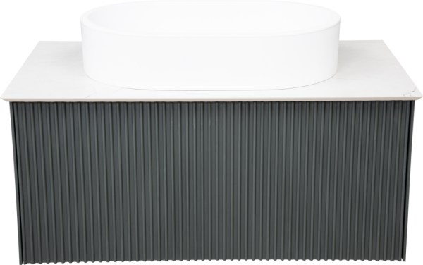 Тумба с раковиной La Fenice Terra 80 серая, белая столешница, матовая раковина