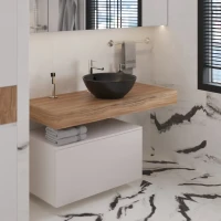 Мебель для ванной комнаты VitrA Ольборг 80: столешница 120, без отверстий, дуб французский +  тумба 80