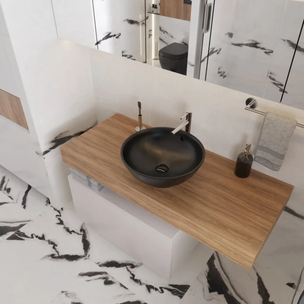 Мебель для ванной комнаты VitrA Ольборг 80: столешница 120, без отверстий, дуб французский +  тумба 80