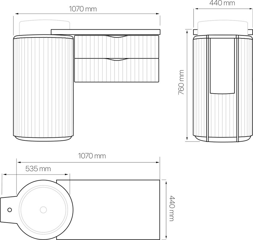 Тумба под раковину со столешницей STWORKI Lotus 107 white