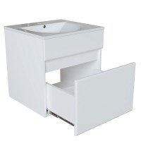 Тумба с раковиной Mixline Брикс 50 подвесная, глянцевая белая, раковина Breeze 50