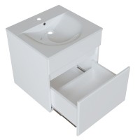 Тумба с раковиной Mixline Брикс 50 подвесная, глянцевая белая, раковина Breeze 50