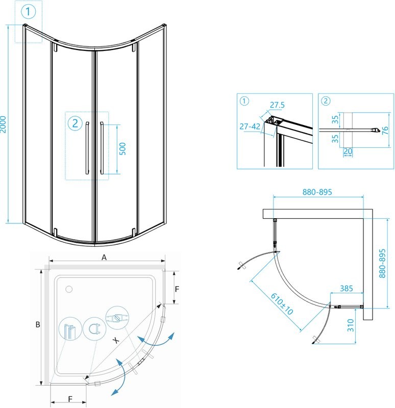 Душевой уголок RGW Stilvoll SV-53 90x90x200 профиль хром