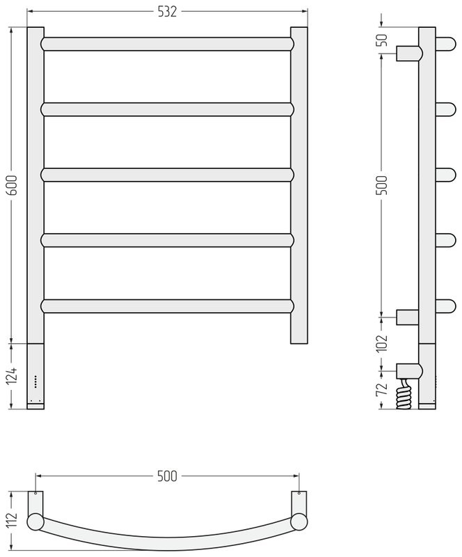 Полотенцесушитель электрический Сунержа Галант 3.1 071-6000-6050 70x55 см, подключение слева, сатин, лесенка