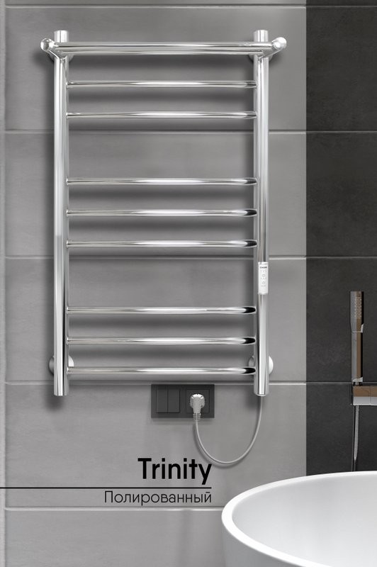 Полотенцесушитель электрический Indigo Line Trinity LСLTE80-50PRt с полкой, серебристый
