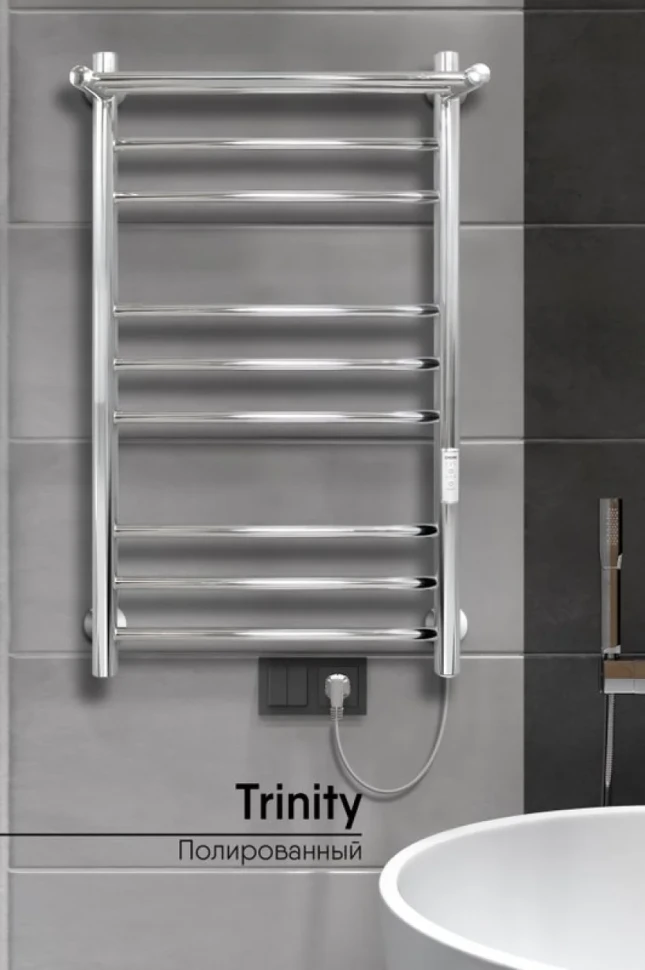 Полотенцесушитель электрический Indigo Line Trinity LСLTE80-50PRt с полкой, серебристый