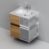 Тумба с раковиной AM.PM Sense 60 подвесная, 2 ящика, светлое дерево