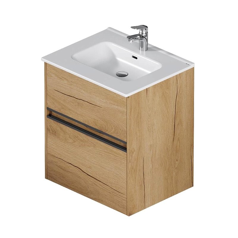 Тумба с раковиной AM.PM Sense 60 подвесная, 2 ящика, светлое дерево