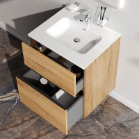 Тумба с раковиной AM.PM Sense 60 подвесная, 2 ящика, светлое дерево