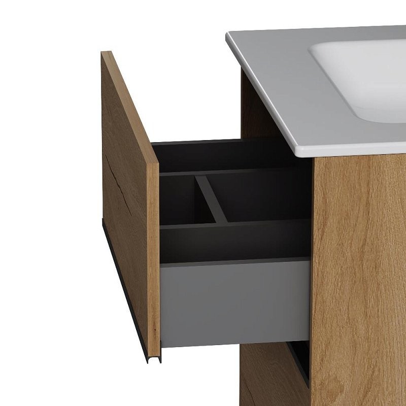 Тумба с раковиной AM.PM Sense 60 подвесная, 2 ящика, светлое дерево