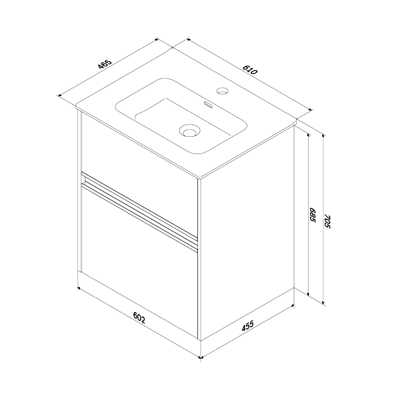 Тумба с раковиной AM.PM Sense 60 подвесная, 2 ящика, светлое дерево