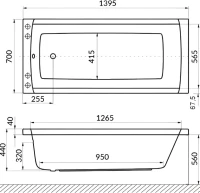 Акриловая ванна Excellent Aquaria Ultra Nano 140x70 см, встраиваемая, с гидромассажем, белая, с каркасом, со сливом-переливом