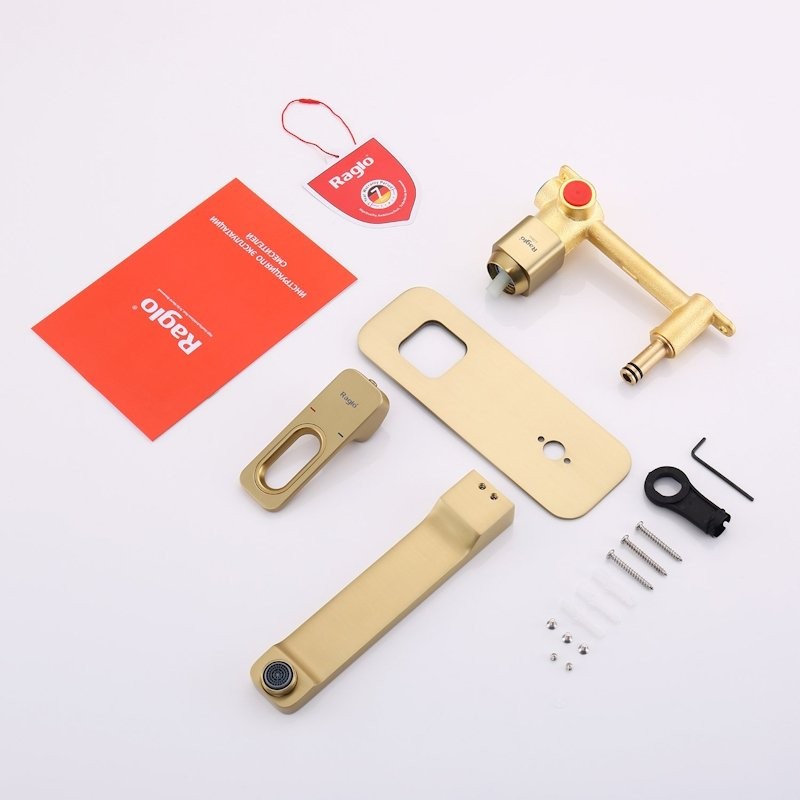 Смеситель для раковины Raglo R51.11.03 С ВНУТРЕННЕЙ ЧАСТЬЮ, золотой сатин