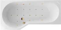 Акриловая ванна Excellent Be Spot Relax L 160x80 см, угловая, левая, встраиваемая, с гидромассажем, белая, асимметричная, с каркасом, со сливом-переливом, фурнитура золото