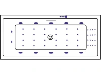 Акриловая ванна Excellent Heaven Slim Nano 180x80 см, встраиваемая, с гидромассажем, белая, с каркасом, со сливом-переливом, фурнитура золото