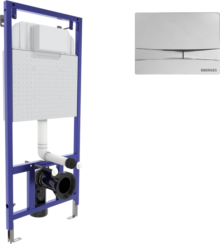 Система инсталляции для унитазов Berges Novum 040253 с кнопкой смыва, хром глянец