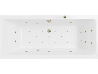 Акриловая ванна Excellent Pryzmat Ultra 200x90 см, встраиваемая, с гидромассажем, белая, с каркасом, со сливом-переливом, фурнитура бронза