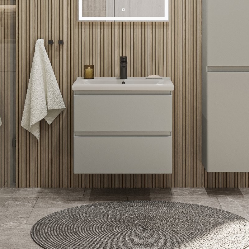 Тумба с раковиной SanStar Riana 60 подвесная, grey, раковина Миранда 60