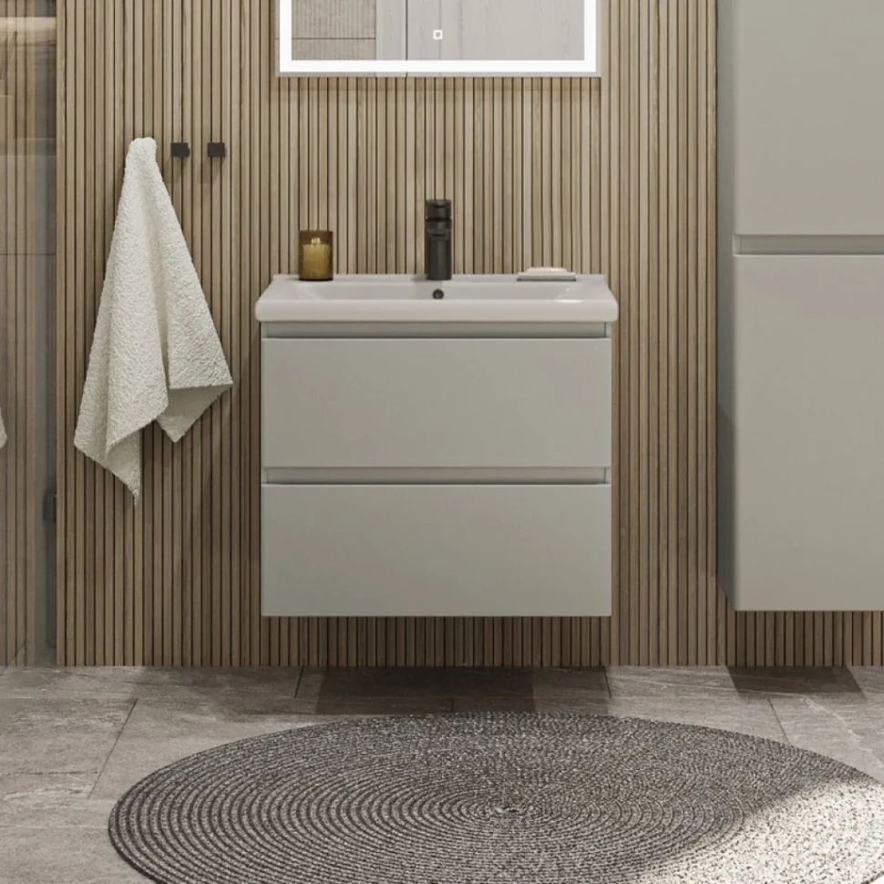 Тумба с раковиной SanStar Riana 60 подвесная, grey, раковина Миранда 60