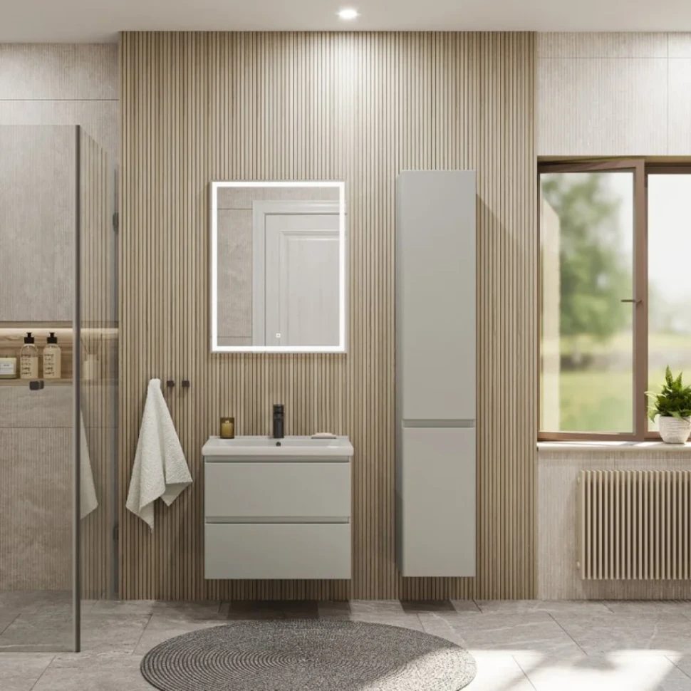 Тумба с раковиной SanStar Riana 60 подвесная, grey, раковина Миранда 60