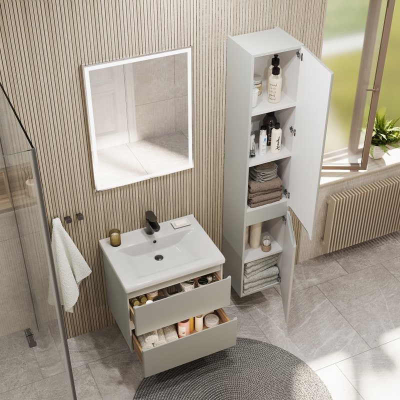 Тумба с раковиной SanStar Riana 60 подвесная, grey, раковина Миранда 60