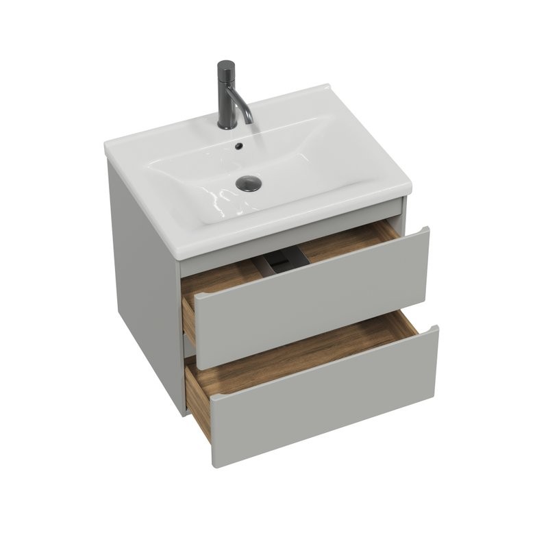 Тумба с раковиной SanStar Riana 60 подвесная, grey, раковина Миранда 60