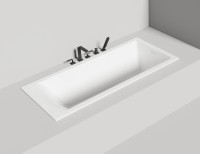 Ванна из искусственного камня Salini Cascata Kit S-Stone 170x70 см, встраиваемая, матовая белая, на ножках, с донным клапаном