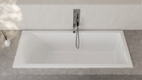 Ванна из искусственного камня Salini Cascata Kit S-Stone 170x70 см, встраиваемая, матовая белая, на ножках, с донным клапаном